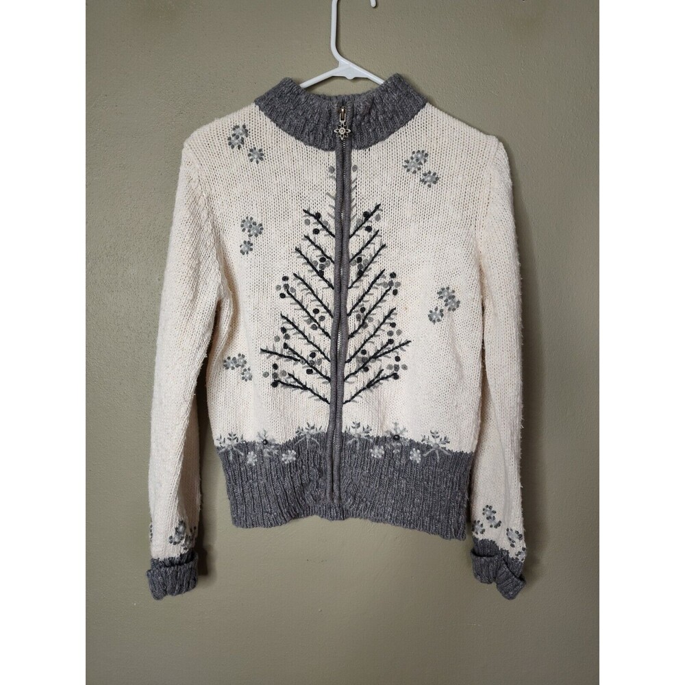 North Crest women's full zip mock collar sweater size small Grandma Chic Winter